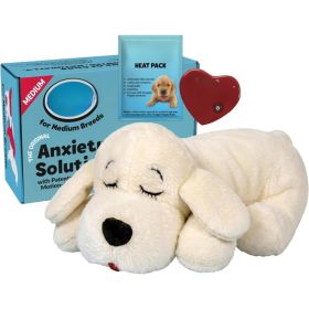 Heartbeat Dog Toy For Puppies, Real Feel Heartbeat, Calming Sleep Aid And Crate Training Comfort Toy With Heat Pack, Cream Plush Design