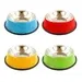 10" 28.74 Oz Assorted Color Stainless Steel Pet Feeding Bowl With Rubber Bottom