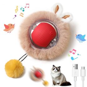 Interactive Toys Ball For Cats, Dog,Agile Moving Cat Ball ,Motion Activated Automatic Moving Ball With Lights,with Fluffy Tail And Bunny Ears For (Option: Red)