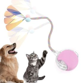 Interactive Toys Ball For Cats, Dog,Agile Moving Cat Ball With ElasticMesh Tail (Option: Pink)